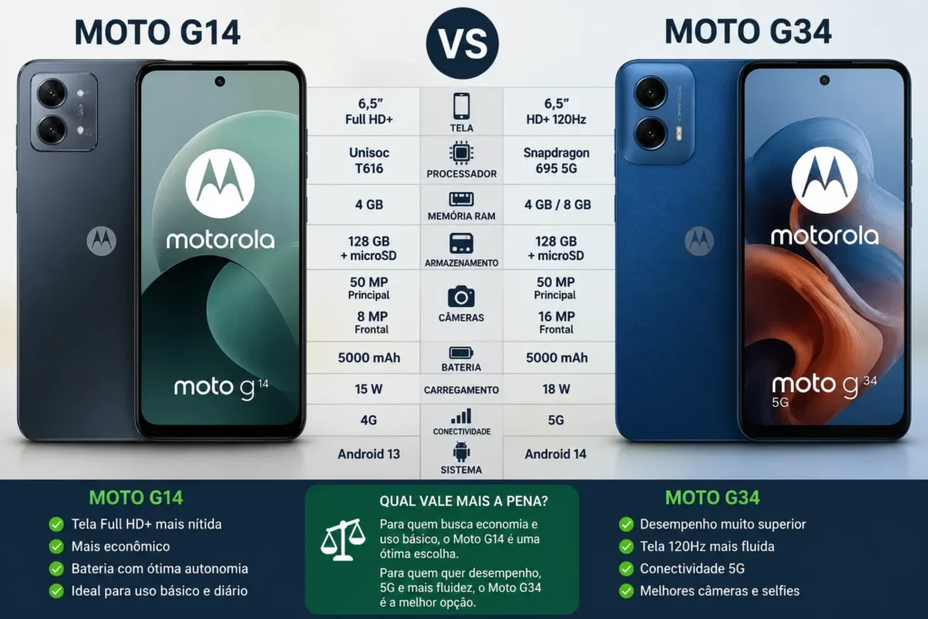 Moto G14 e G34