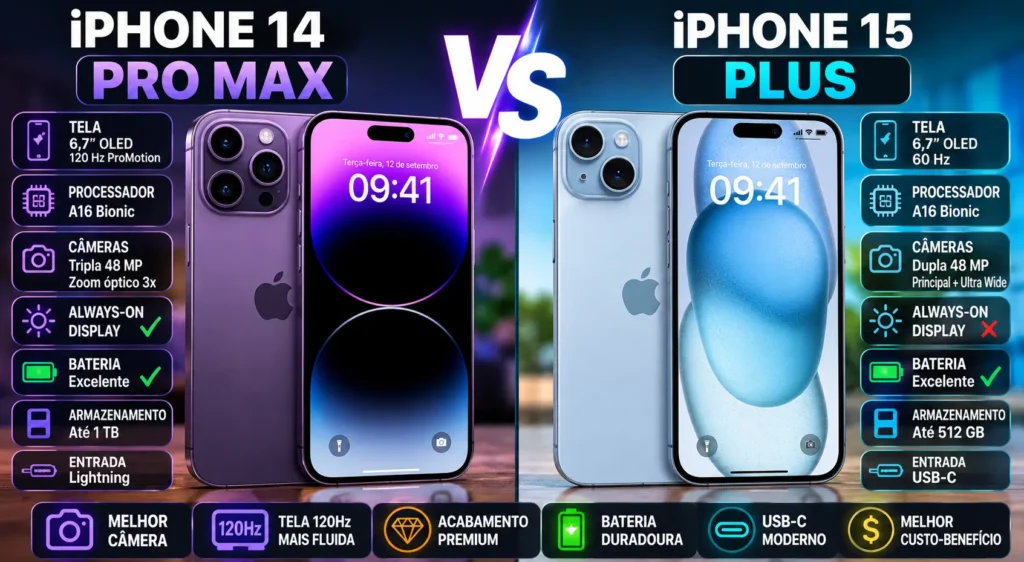 iPhone 14 Pro Max vs iPhone 15 Plus