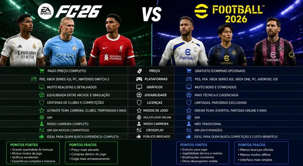FC 26 vs eFootball 2026