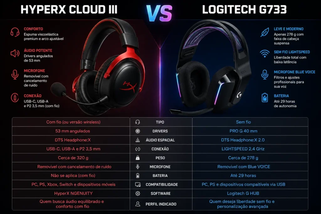 HyperX Cloud III vs Logitech G733